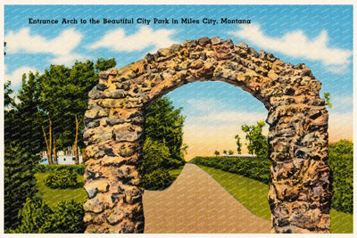 Miles City, MT: Entrance arch to the beautiful city park in Miles City