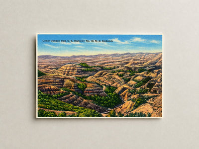 Cedar Canyon, ND: Cedar Canyon from U.S. Highway No. 10, N. D. Badlands