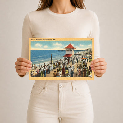 On the boardwalk at Ocean City, MD — Vintage Maryland Postcard