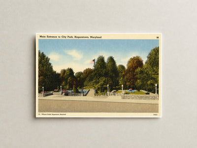 Main entrance to City Park, Hagerstown, Maryland — Vintage Maryland Postcard