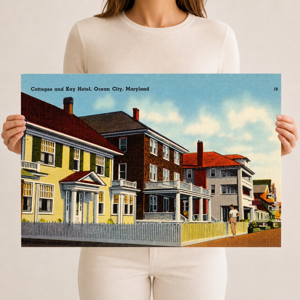 Cottages and Kay Hotel, Ocean City, Maryland — Vintage Maryland Postcard