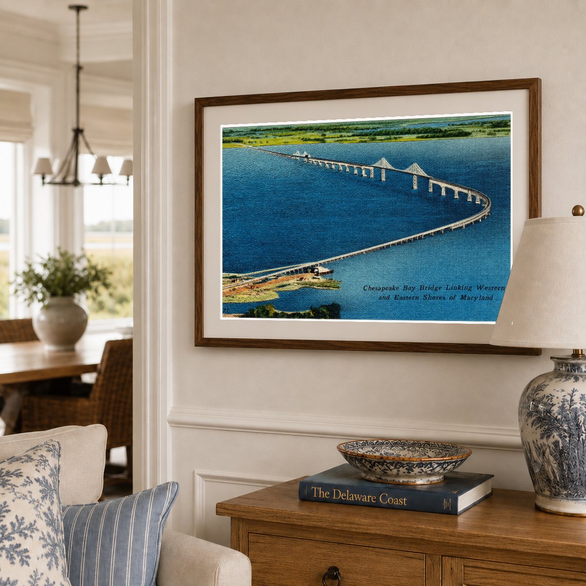 Chesapeake Bay Bridge, linking western and eastern shores of Maryland — Vintage Maryland Postcard