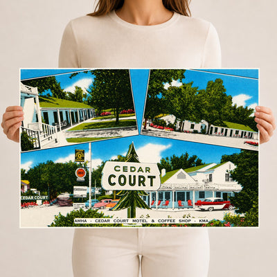 Clay Center, KS: Cedar Court Motel & Coffee Shop, On Route U. S. 24 & Hiway 15
