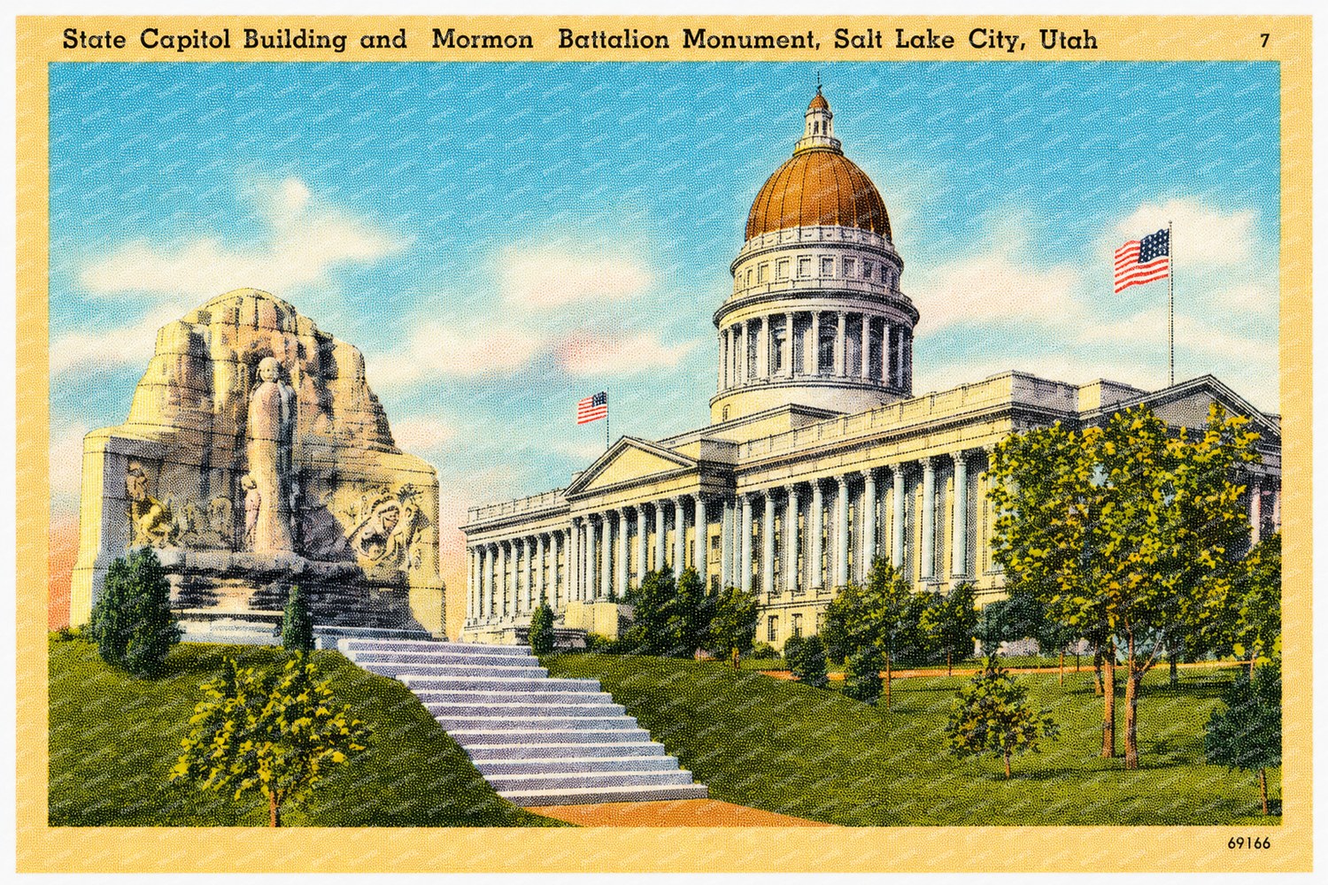 Salt Lake City, UT: State Capitol Building and Mormon Battalion Monument
