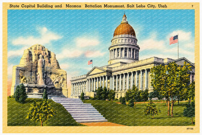 Salt Lake City, UT: State Capitol Building and Mormon Battalion Monument
