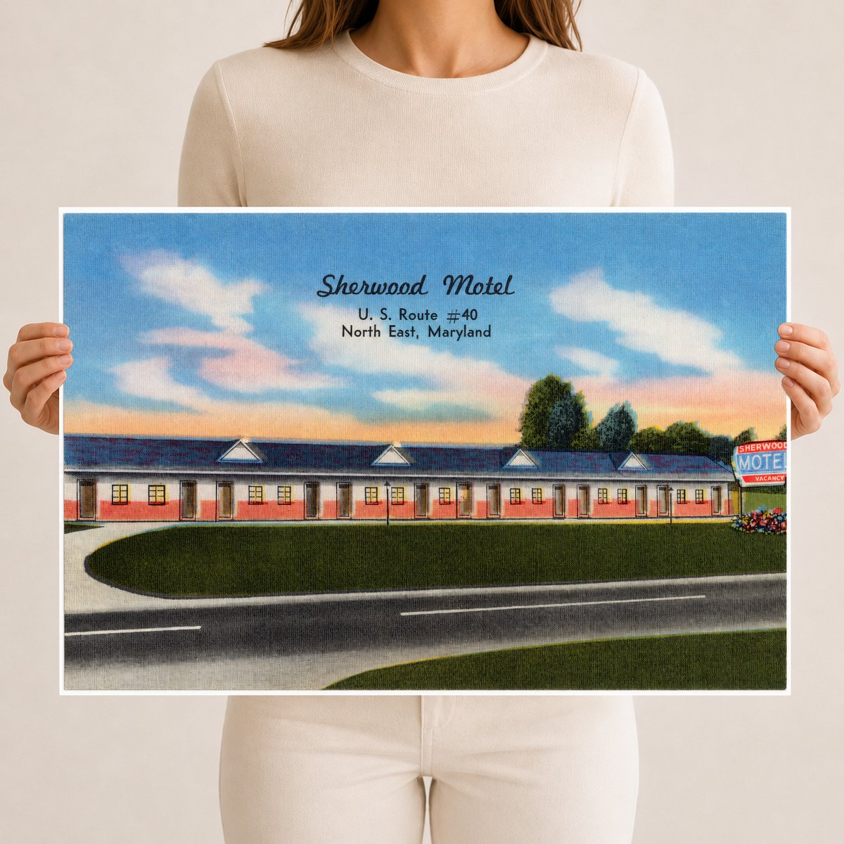 Sherwood Motel, U. S. Route #40, North East, Maryland — Vintage Maryland Postcard