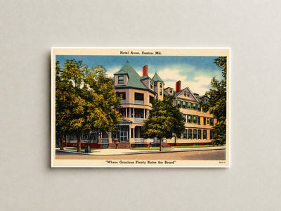 Hotel Avon, Easton, MD, "Where Gracious Plenty Rules the Board" — Vintage Maryland Postcard