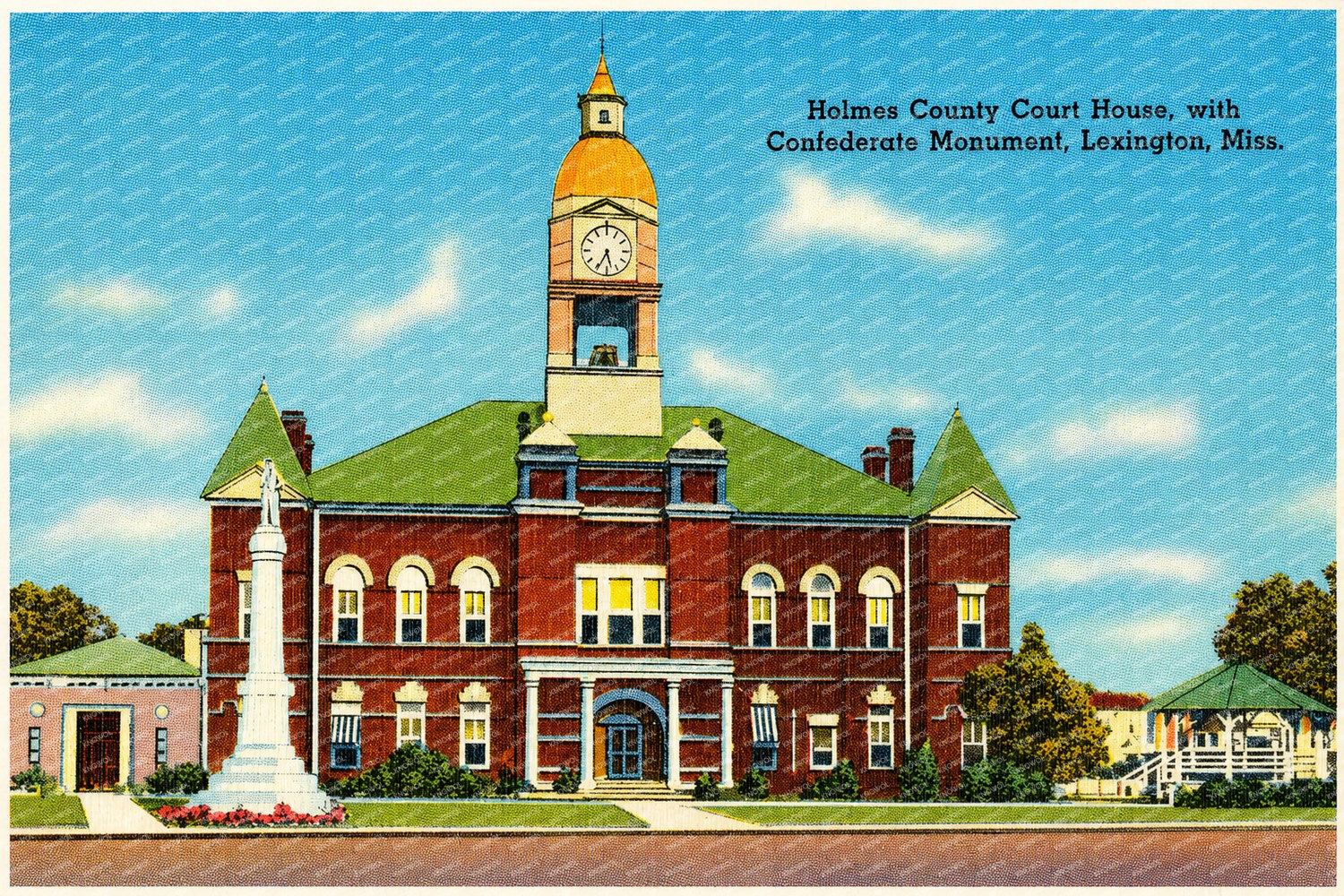 Lexington, MS: Holmes County Court House, with Confederate Monument
