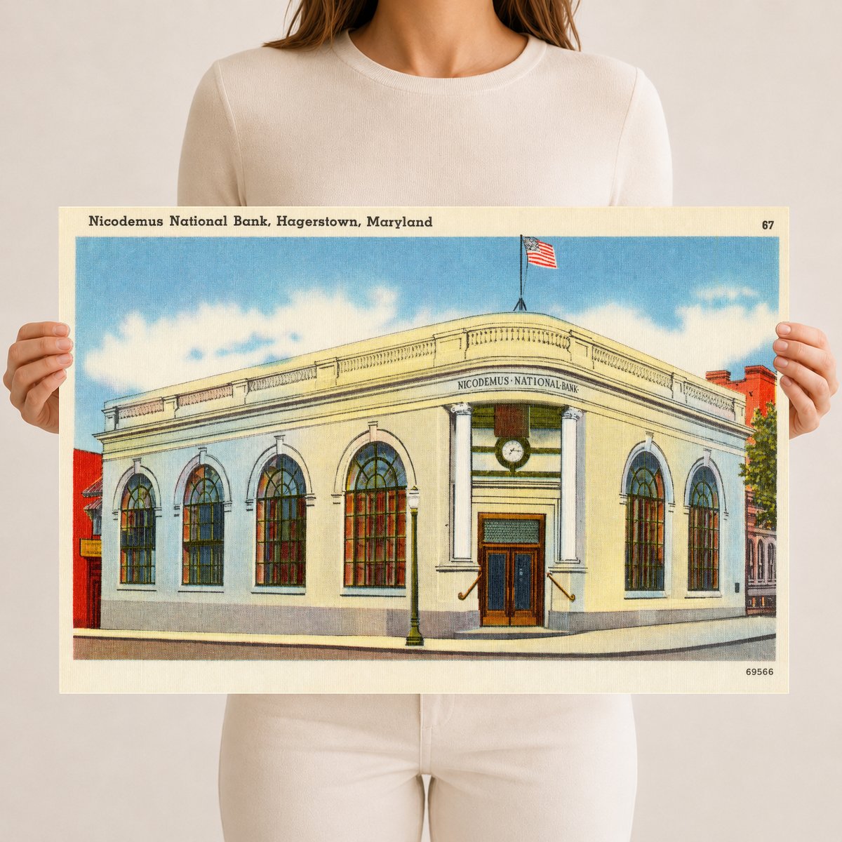 Nicodemus National Bank, Hagerstown, Maryland — Vintage Maryland Postcard