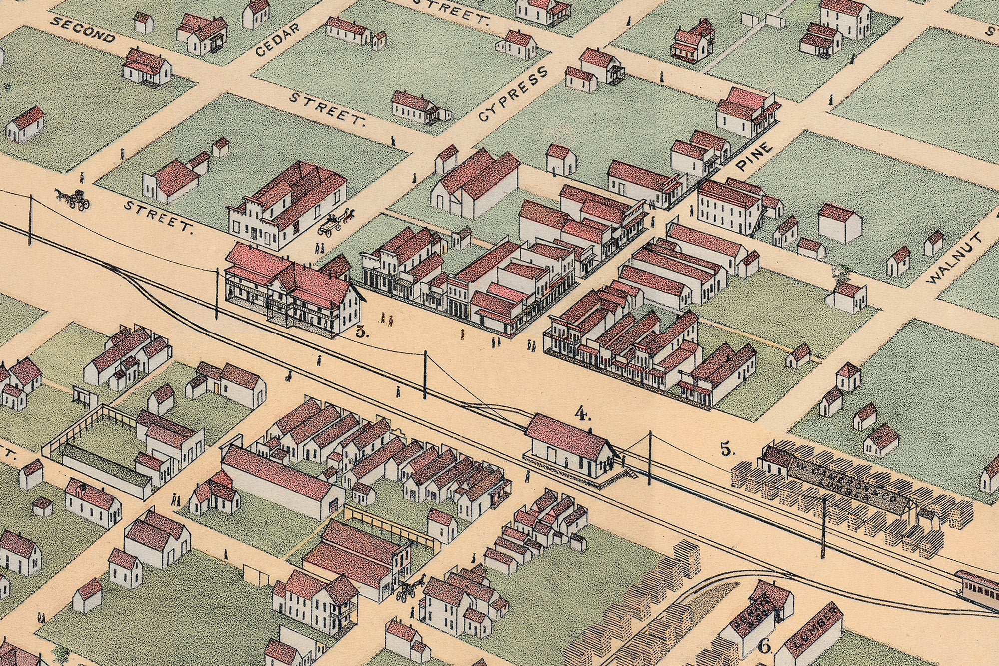 Vintage Map of Abilene Texas, 1883