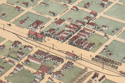 Vintage Map of Abilene Texas, 1883