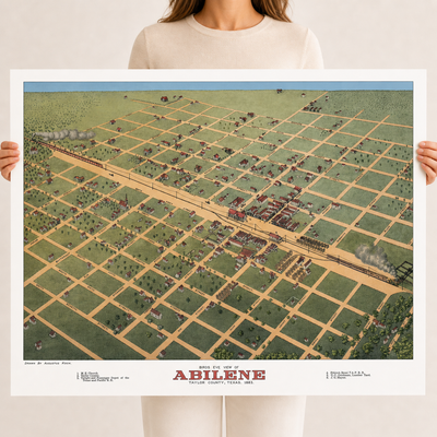 Vintage Map of Abilene Texas, 1883