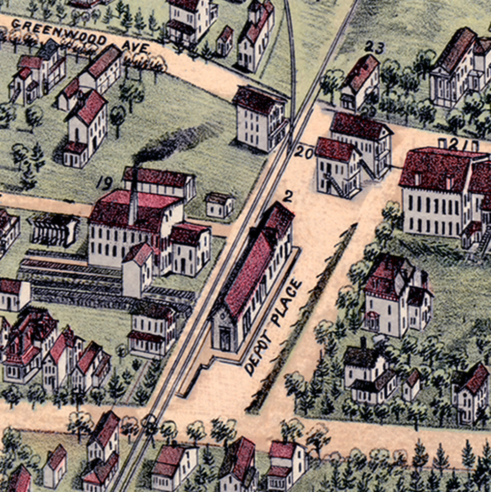 1879 Bethel Connecticut Map | Historic Bird’s-Eye View