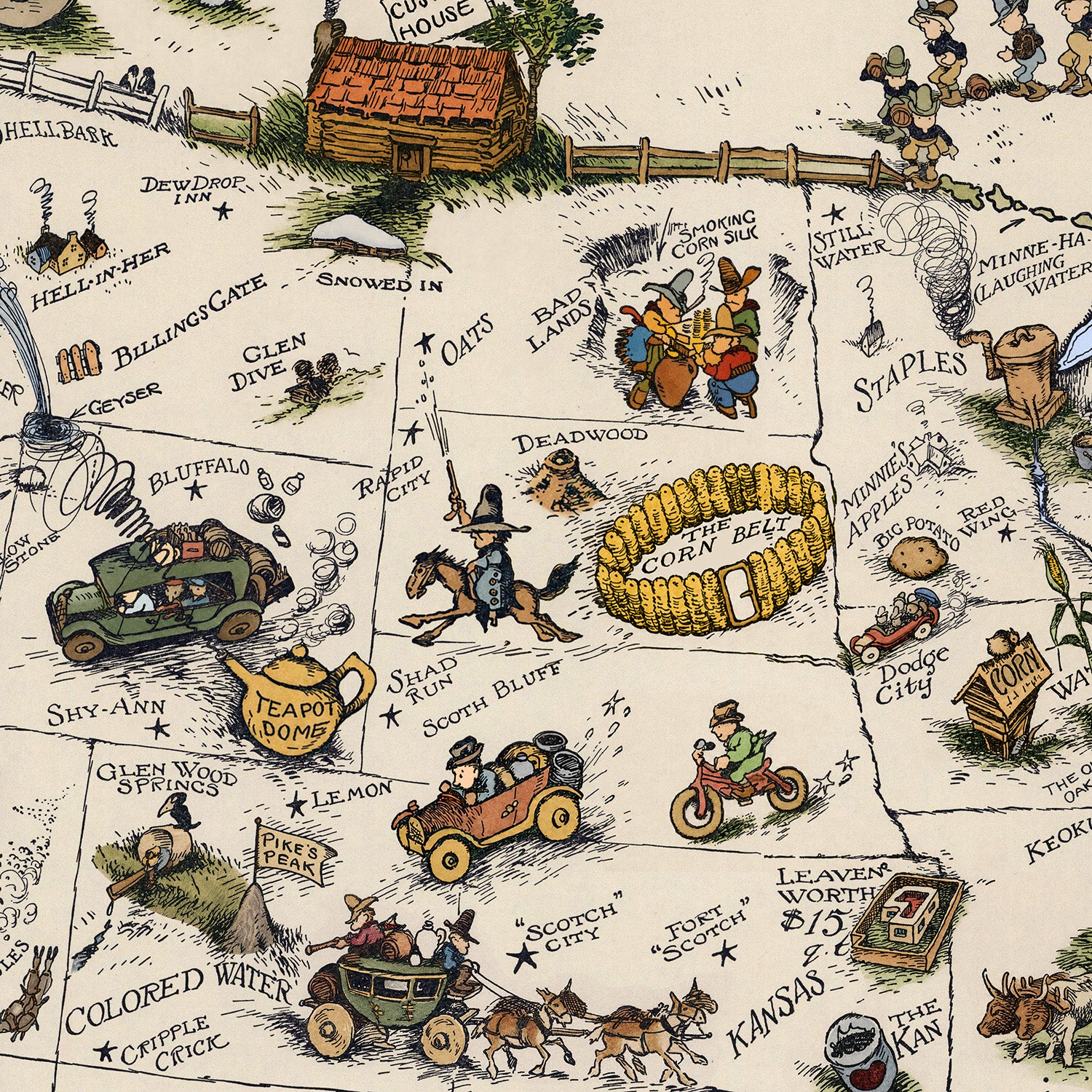 Bootlegger's Map of the United States | Vintage 1920s Prohibition Print