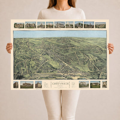 Vintage Map of Greenwich, Connecticut 1904