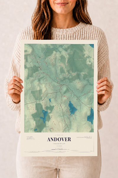 Andover, Connecticut map print, 12" x 18", Archival Matte Print