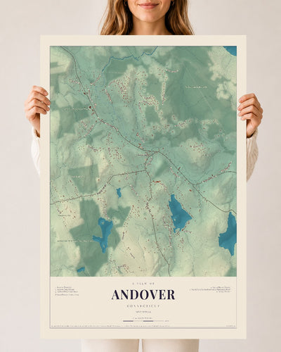 Andover, Connecticut map print, 24" x 36", Archival Matte Print