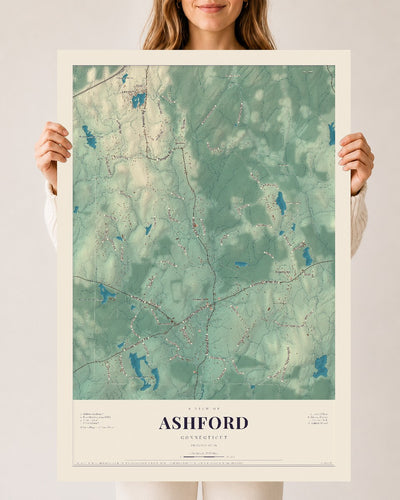 Ashford, Connecticut map print, 24" x 36", Archival Matte Print