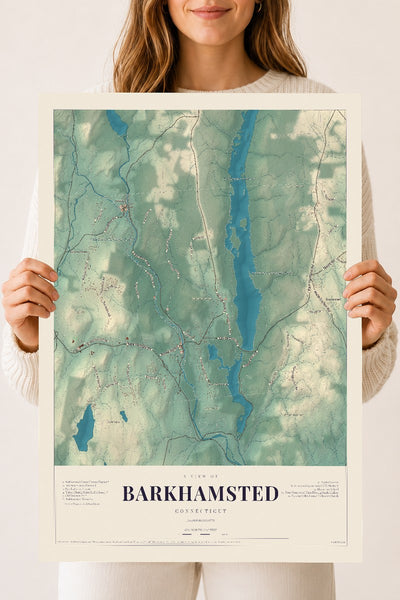 Barkhamsted, Connecticut map print, 18" x 24", Archival Matte Print