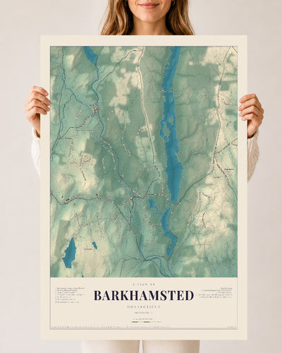 Barkhamsted, Connecticut map print, 24" x 36", Archival Matte Print