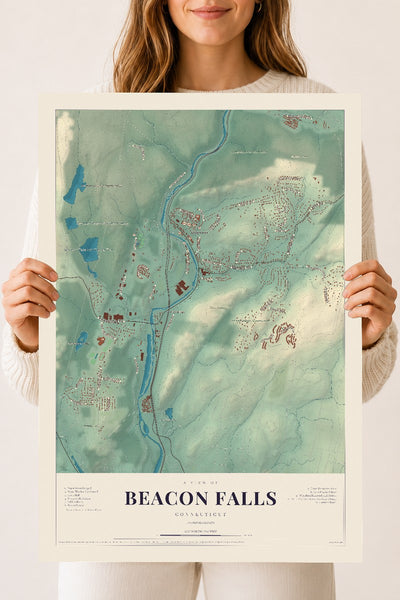 Beacon Falls, Connecticut map print, 18" x 24", Archival Matte Print