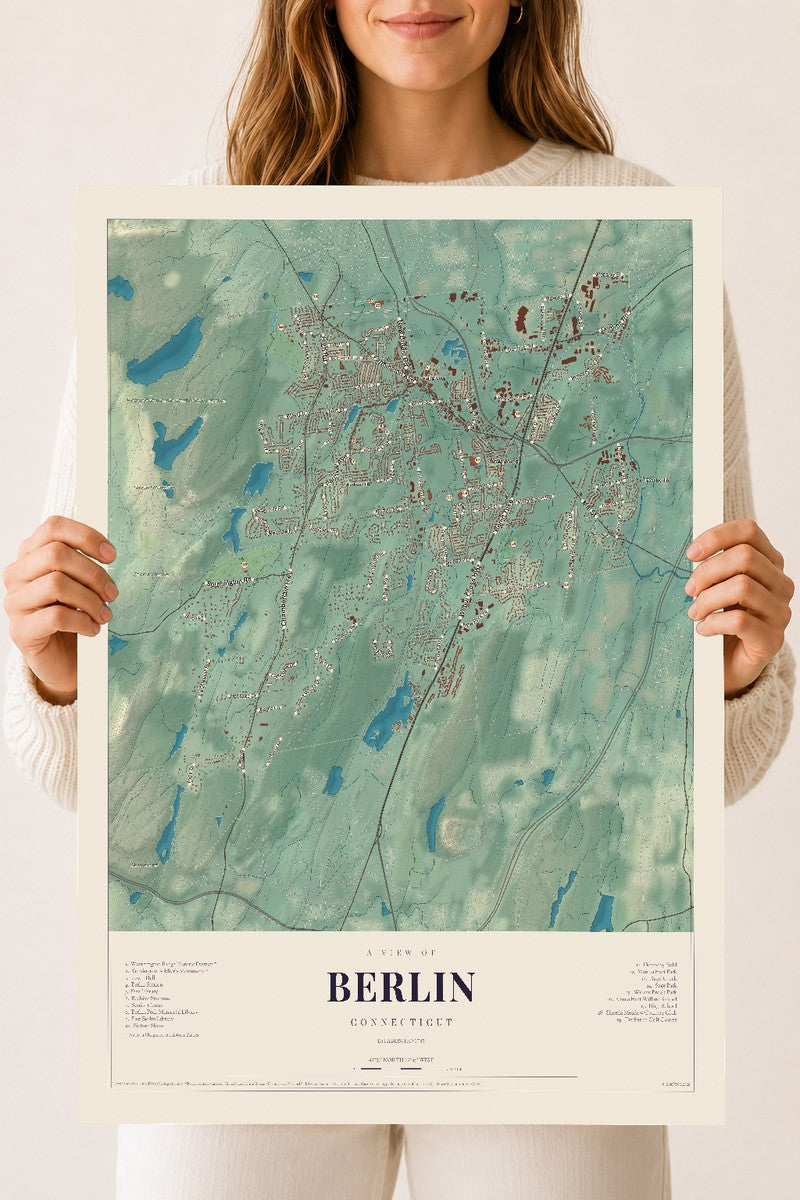 Berlin, Connecticut map print, 18" x 24", Archival Matte Print