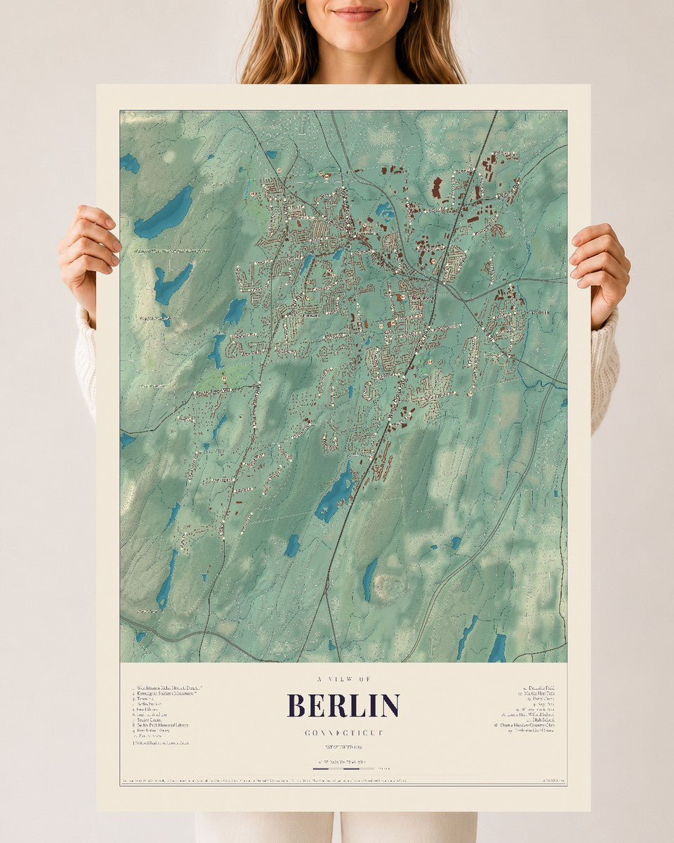 Berlin, Connecticut map print, 24" x 36", Archival Matte Print