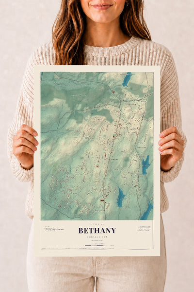 Bethany, Connecticut map print, 12" x 18", Archival Matte Print