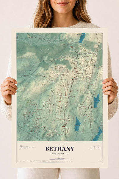 Bethany, Connecticut map print, 18" x 24", Archival Matte Print