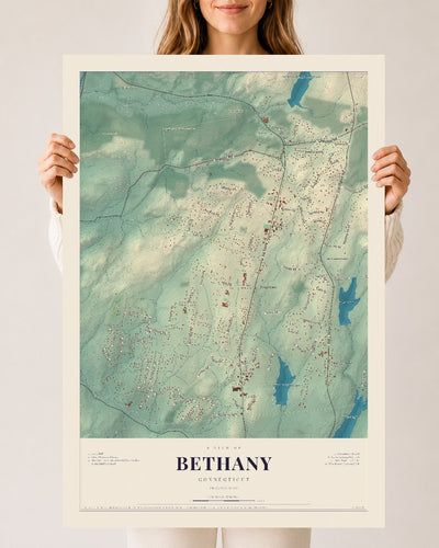 Bethany, Connecticut map print, 24" x 36", Archival Matte Print
