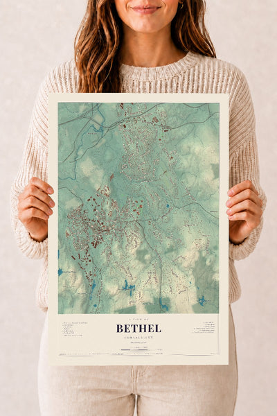 Bethel, Connecticut map print, 12" x 18", Archival Matte Print