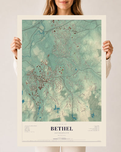 Bethel, Connecticut map print, 24" x 36", Archival Matte Print