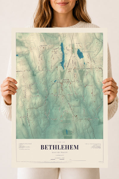 Bethlehem, Connecticut map print, 18" x 24", Archival Matte Print