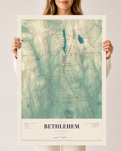 Bethlehem, Connecticut map print, 24" x 36", Archival Matte Print