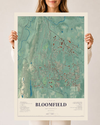 Bloomfield, Connecticut map print, 24" x 36", Archival Matte Print