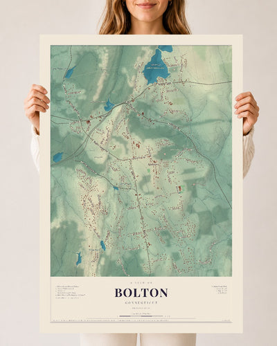 Bolton, Connecticut map print, 24" x 36", Archival Matte Print