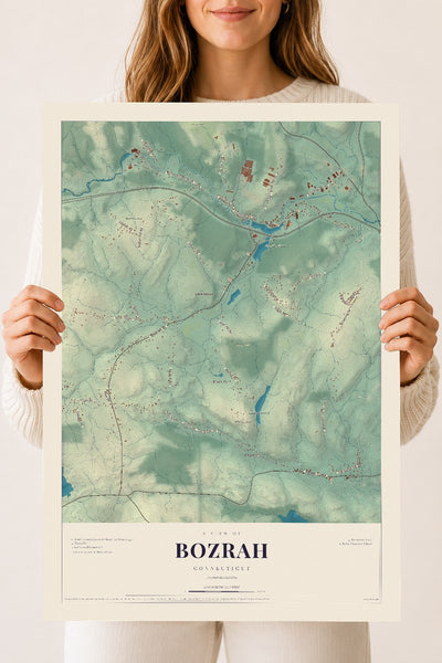 Bozrah, Connecticut map print, 18" x 24", Archival Matte Print
