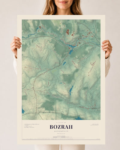 Bozrah, Connecticut map print, 24" x 36", Archival Matte Print