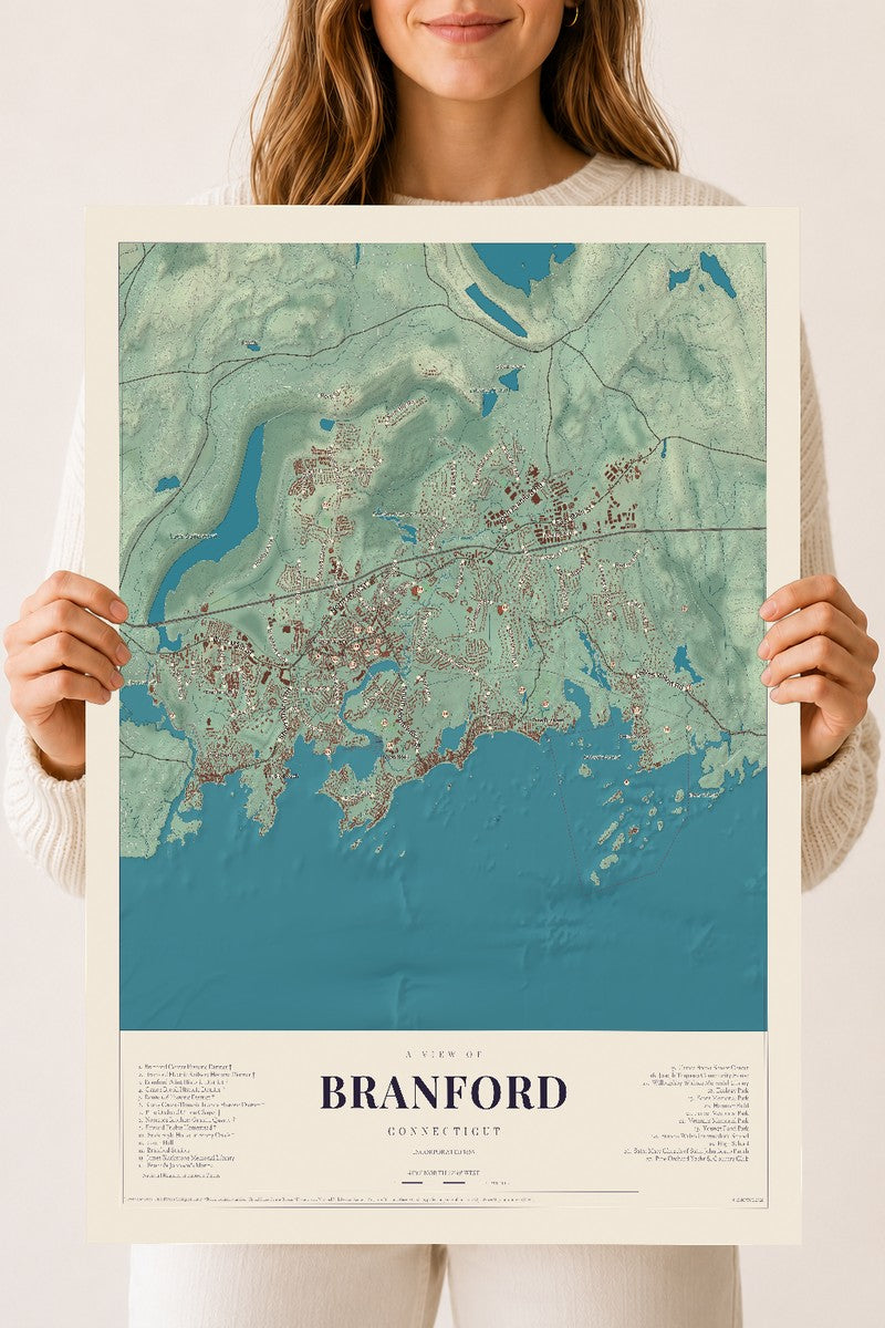 Branford, Connecticut map print, 18" x 24", Archival Matte Print