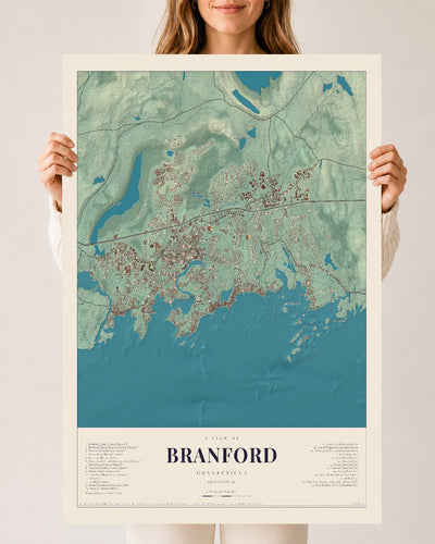 Branford, Connecticut map print, 24" x 36", Archival Matte Print
