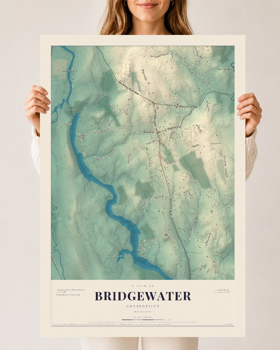 Bridgewater, Connecticut map print, 24" x 36", Archival Matte Print