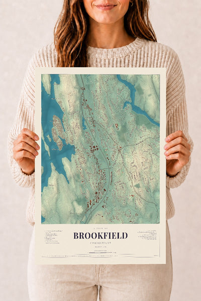 Brookfield, Connecticut map print, 12" x 18", Archival Matte Print