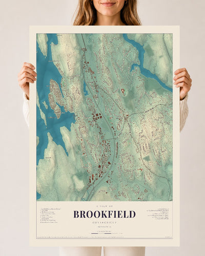Brookfield, Connecticut map print, 24" x 36", Archival Matte Print