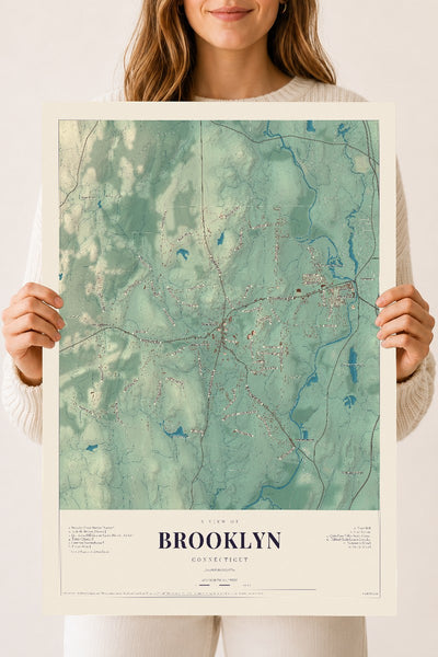 Brooklyn, Connecticut map print, 18" x 24", Archival Matte Print