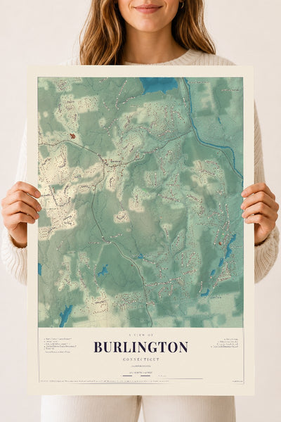 Burlington, Connecticut map print, 18" x 24", Archival Matte Print