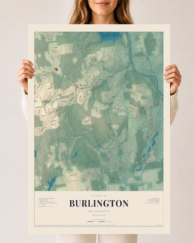 Burlington, Connecticut map print, 24" x 36", Archival Matte Print