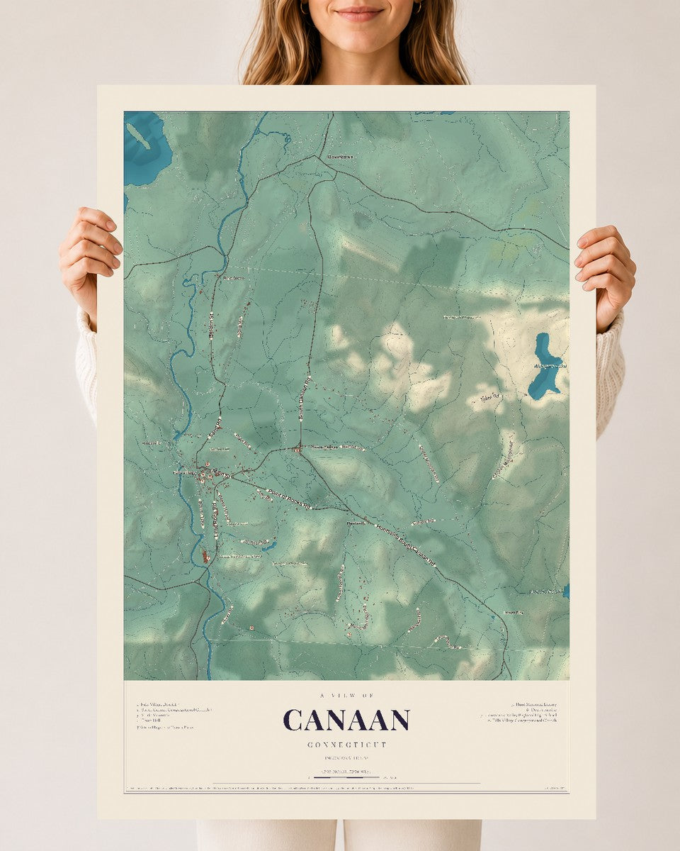 Canaan, Connecticut map print, 24" x 36", Archival Matte Print