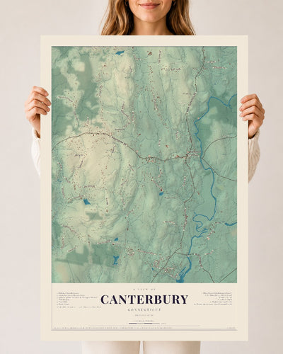 Canterbury, Connecticut map print, 24" x 36", Archival Matte Print