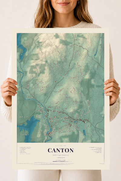Canton, Connecticut map print, 18" x 24", Archival Matte Print