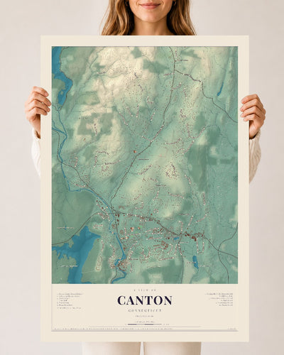 Canton, Connecticut map print, 24" x 36", Archival Matte Print